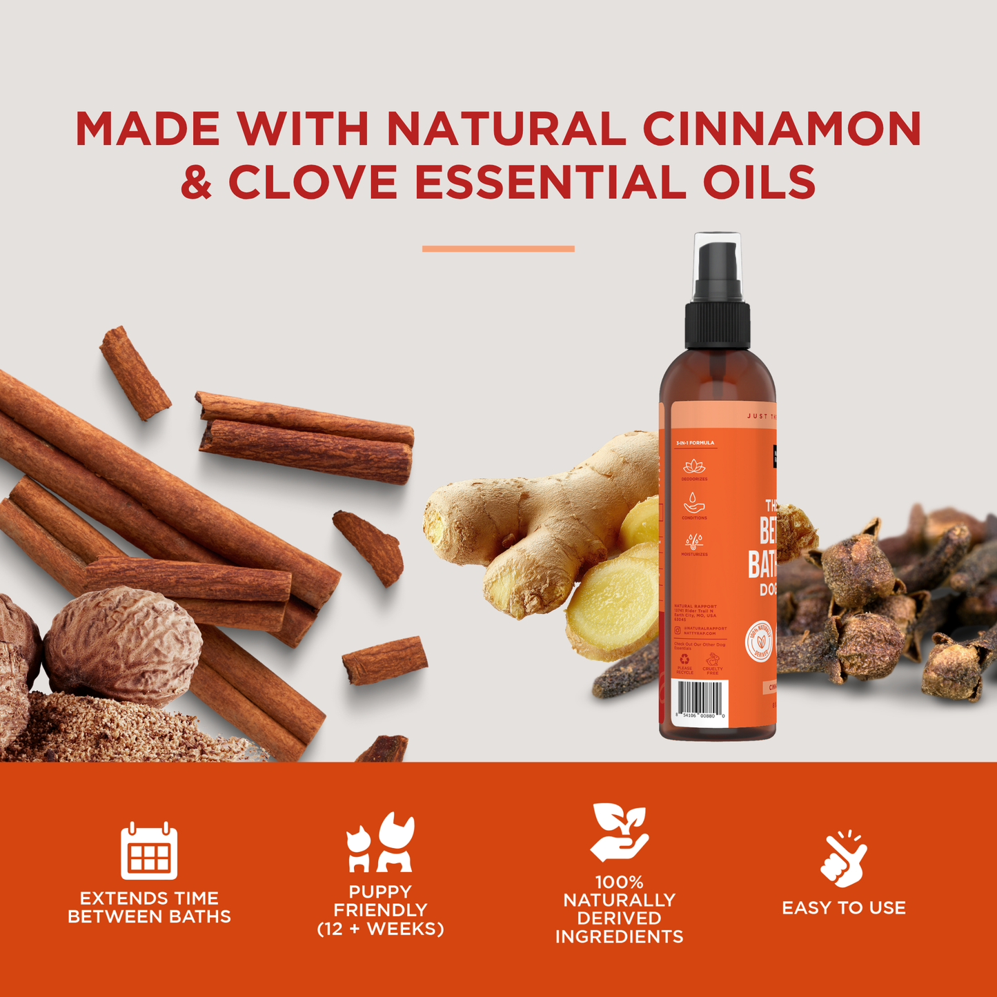 The Only Between Bath Spray Dogs Need - Cinnamon & Clove